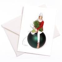 Bijzondere ansichtkaart Lütteblüten - Kerstbal met envelop