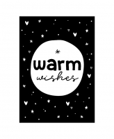Kerstkaart - zwart|wit - warm wishes