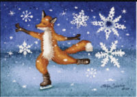 Ansichtkaart Katja Saario  - schaatsende vos