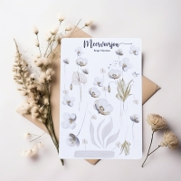 Journal sticker - Beige bloemen (wit of doorzichtig)