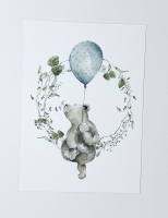 Ansichtkaart Beertje met ballon -  serie Nature met envelop