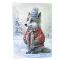 Ansichtkaart kerstmis - vos rood
