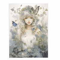 Ansichtkaart - Fairy tail meisje met vlinders