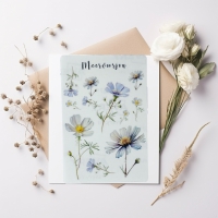 Journal stickervel - bloemen blue