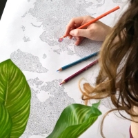 Bloemen Wereldkaart Kleurplaat Poster